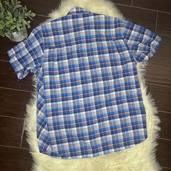 5.11 Tactical blue/orange/white plaid casual pearl snap button down sz Large - Picture 3 of 5